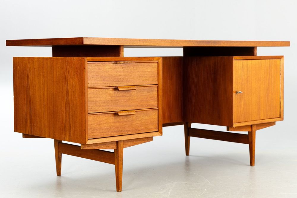 Biurko tekowe wolnostojące - Dania 1960s vintage