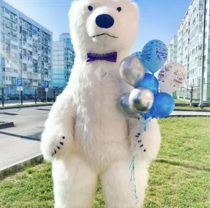 Белый мишка поздравление медведя аниматора Одесса