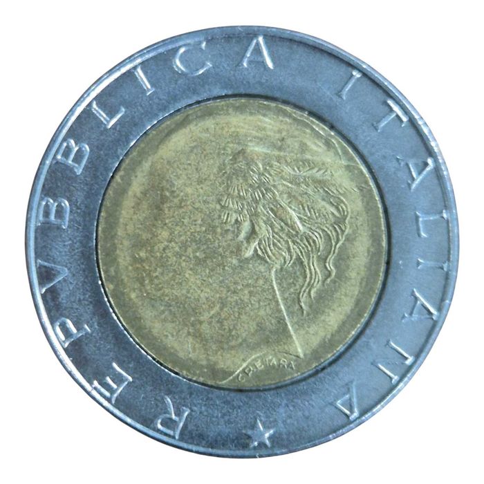 Itália. Moeda 500 liras 1990