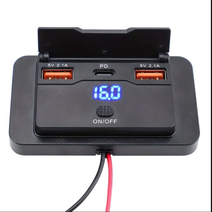 Устройство для зарядки до 3 телефонов от акумулятора12В.Вольтметр.