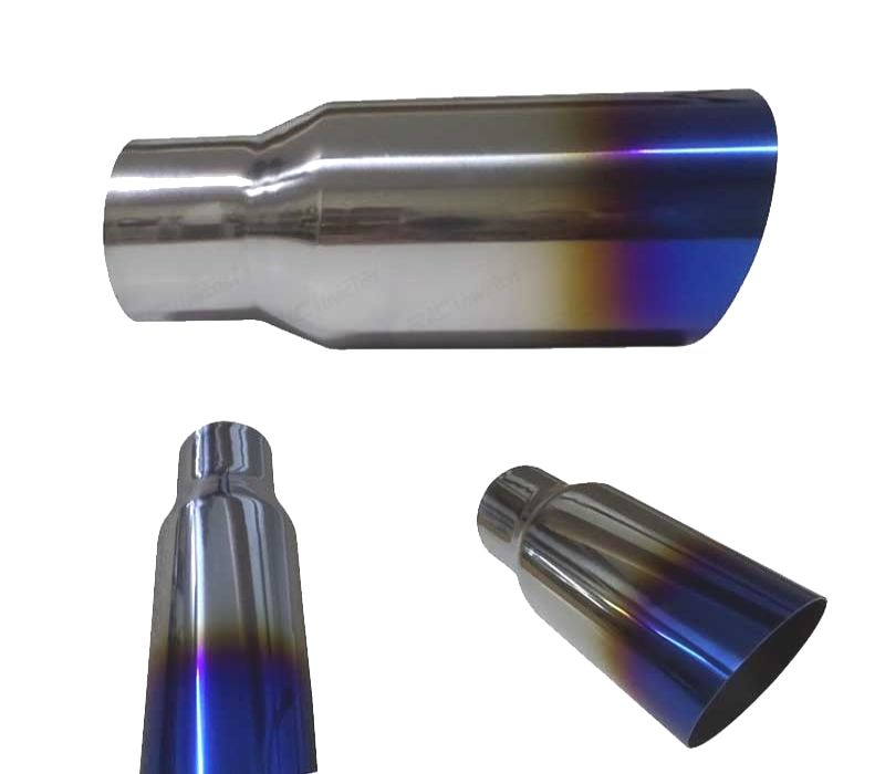 PONTEIRA DE ESCAPE 61-90MM AÇO INOX CORTE DIAGONAL AZUL QUEIMADO