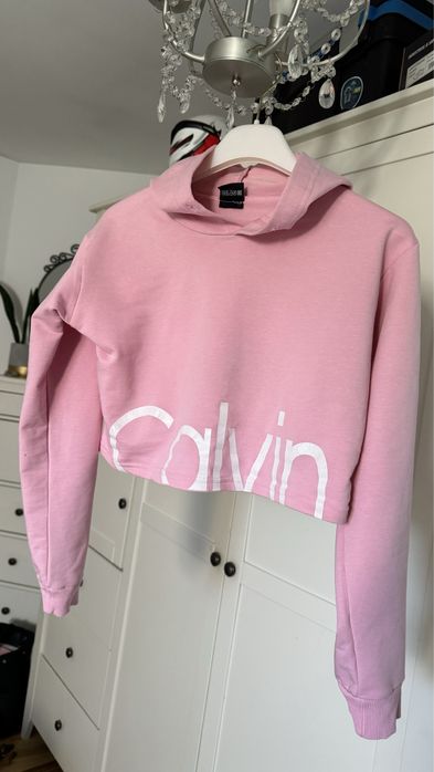 Krótka bluza z kapturem rozmiar M 38 różowa Calvin Klein