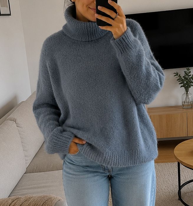 Sweter damski z golfem oversize gruby i ciepły XXL