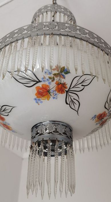 Candeeeiro de tecto em vidro antigo