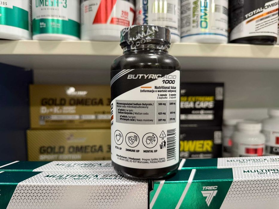 Maślan sodu Human Code Butyric Acid 1000 - 60 kapsułek wegańskich