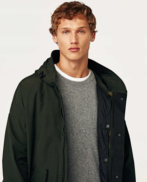 ZARA Luksusowa KURTKA PARKA zimowa moro kaptur 599 zł S-L