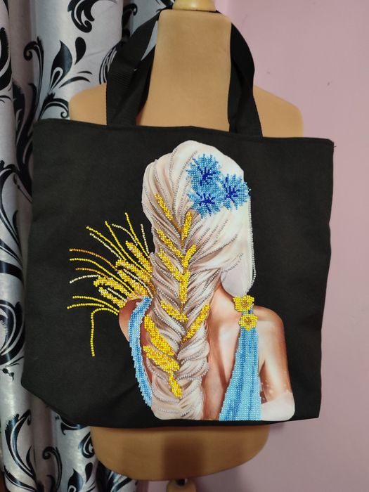 Еко сумка вишита бісером.