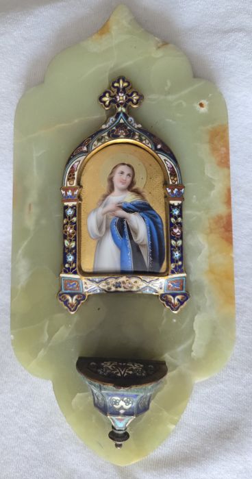 Kropielniczka emalia brąz złocony