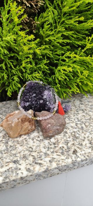 Pulseira de pedras naturais-Quartzo-rosa