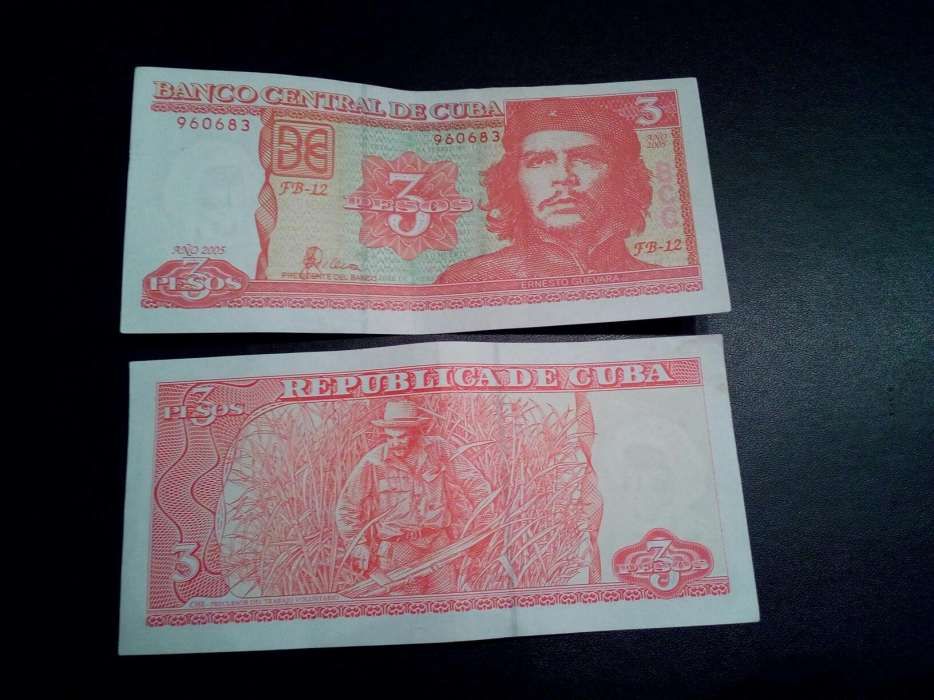 Nota che Guevara 3 pesos cubanos cuba dinheiro moedas portes incluídos