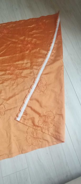 Długie Zasłony gotowe na taśmie do salonu 4 szt komplet pomarańczowe