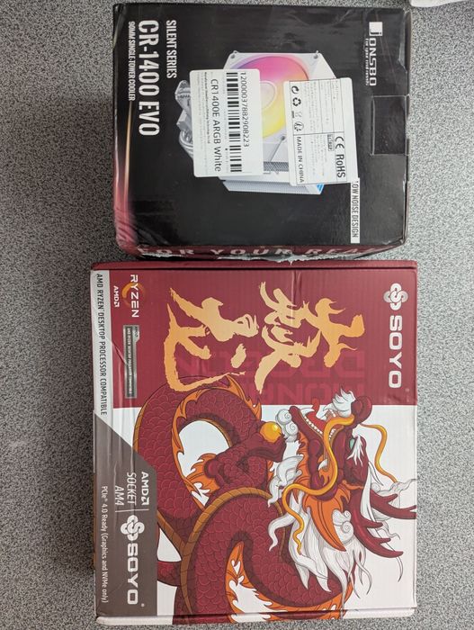 Материнська плата Soyo b450m + башня Jonsbo cr1400 argb white