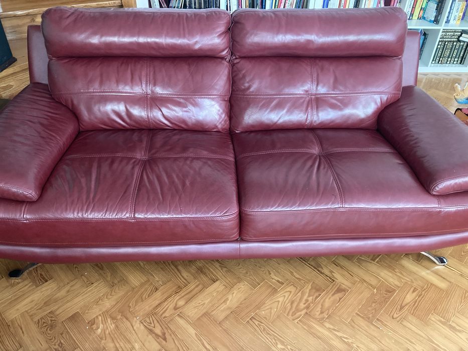 Sofá de pele HAWAI Conforama vermelho escuro