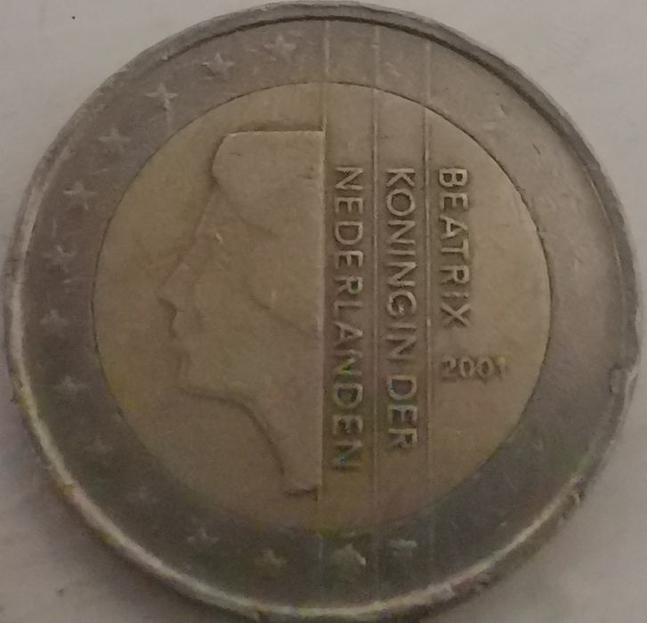 Moeda 2€ Holanda Beatriz koningin Der 2001