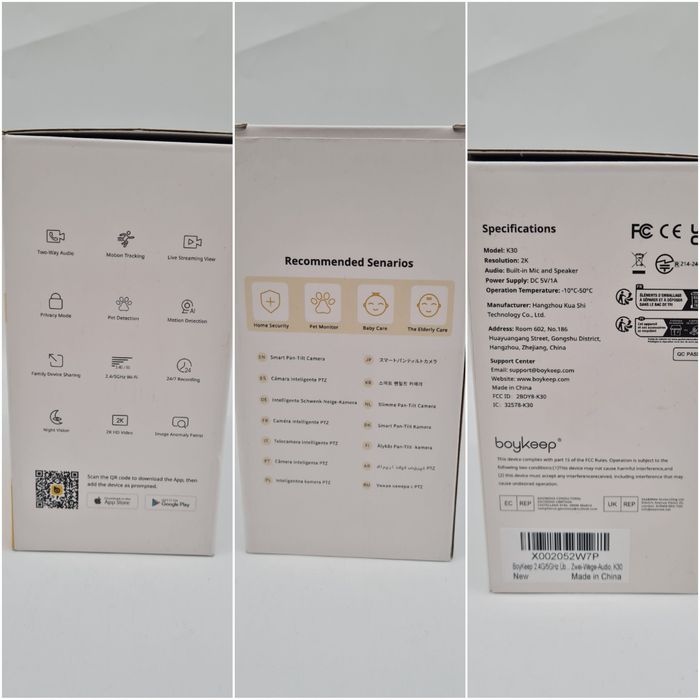BoyKeep K30 Kamera dla zwierząt domowych kamera 2K 3MP kamera WiFi 360