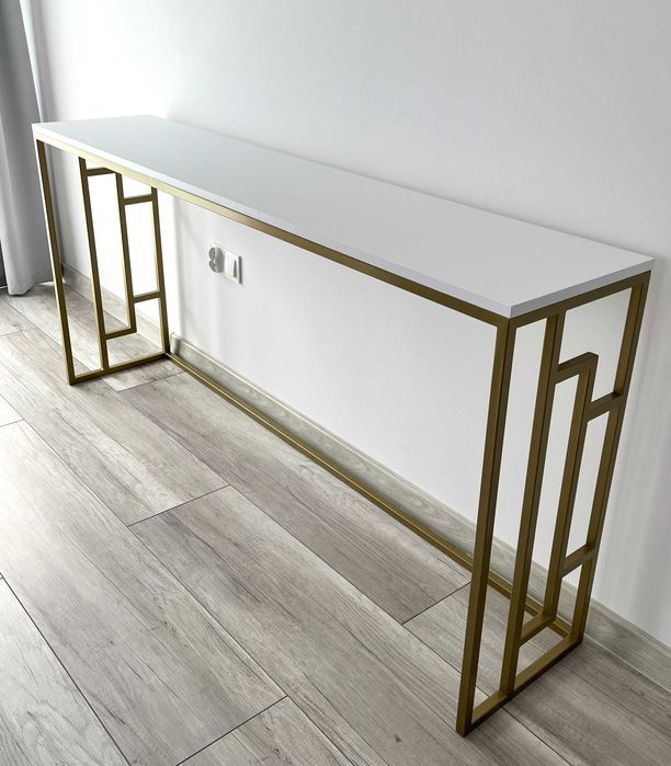 Konsola nowy wzór złota z białym matem do przedpokoju salonu