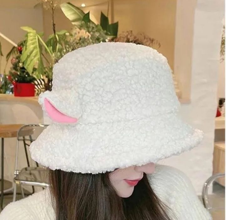 Женская детская шапка панама с ушками белая