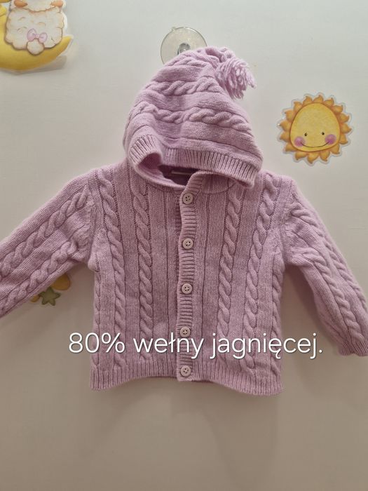 Sweterek Jojo Maman Bébé r.62-68 80% wełny jagnięcej.
