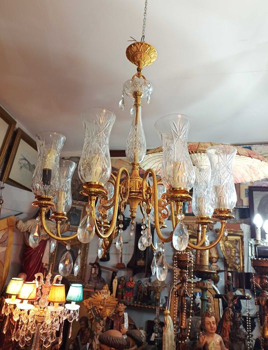 Lustres Cristal Bronze 10 Lâmpadas 8 Lâmpadas