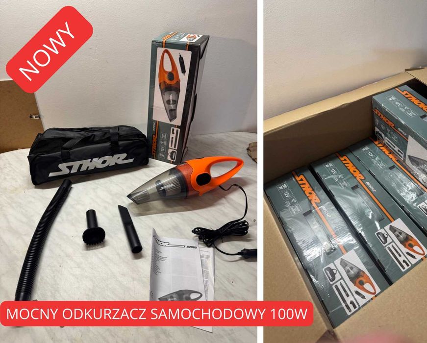 NOWY MOCNY Odkurzacz Do Auta 12V 100W HEPA Torba Gratis Końcówki