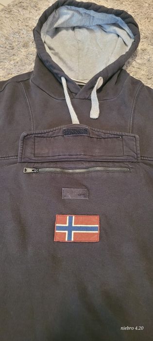 Napapijri bluza hoodie anorak czarna z flagą  premium