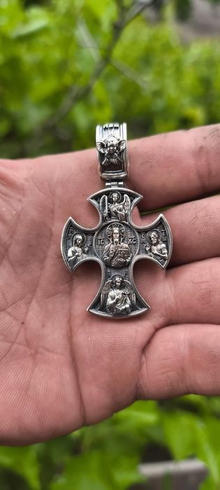 Срібний хрестик 21г "СПАС ВСЕДЕРЖИТЕЛЬ" чоловічий 925 | Мужской серебряный крестик серебро | Масивний оберіг натільний| Подарунок 925 , крест хрест