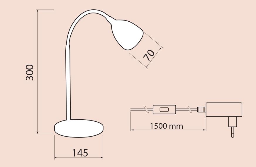 Lampka  Biurkowa LED 4W Pomarańczowa/Czerwona