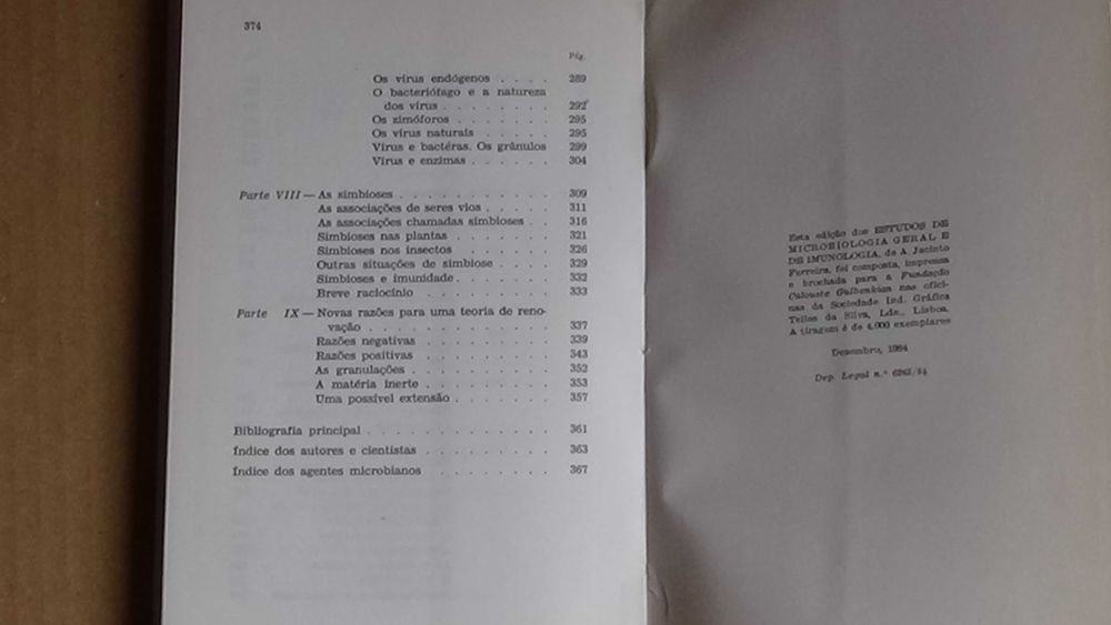 Estudos de microbiologia geral e de imunologia