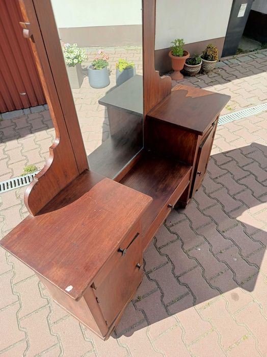 toaletka zabytkowa dębowa, lustro