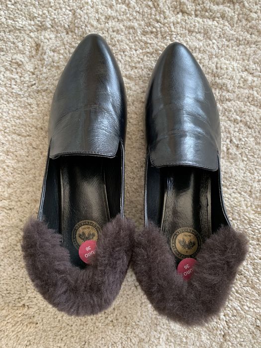 Buty typu mokasyny z futerkiem