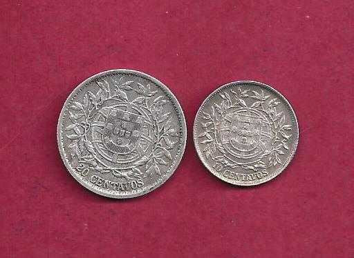 MOEDAS Republica  2 Moedas de Prata 20 e 10 centavos