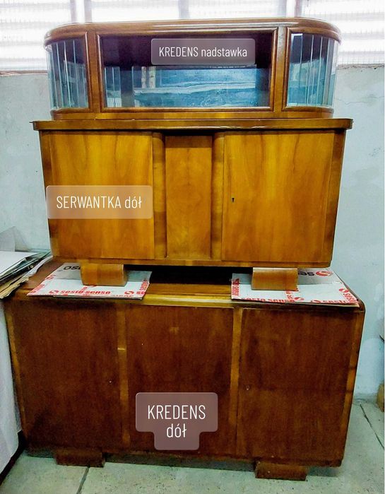 Meble kredens z nadstawką lata 50/60 PRL