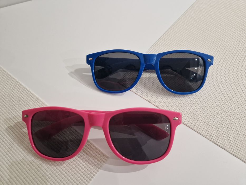 2x okulary przeciwsłoneczne Woolworth plastikowe /  różowe i  niebiesk