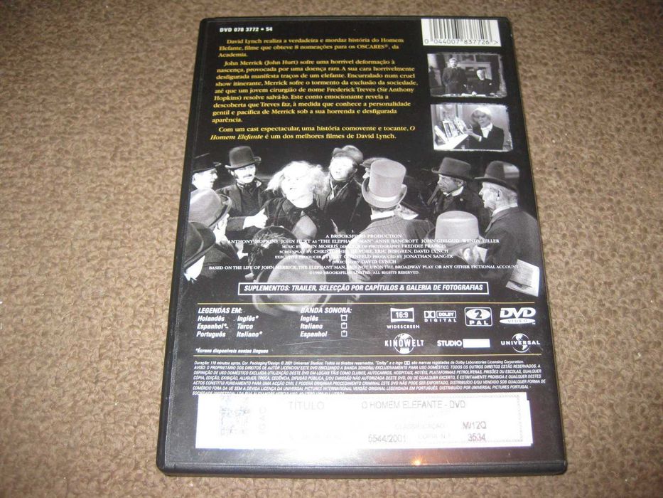 DVD "O Homem Elefante" de David Lynch/Raro!