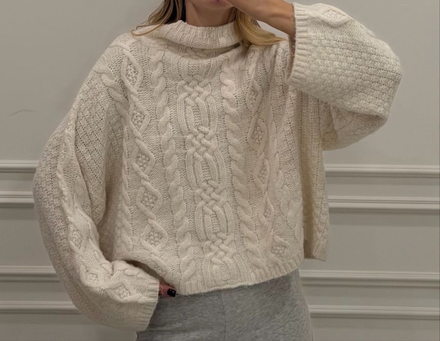 Молочний в’язаний светр ASOS Design оверсайз