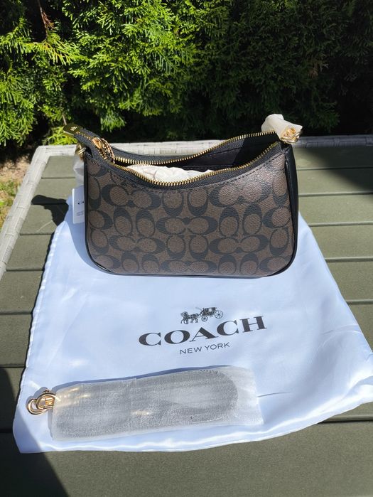 Torebka na ramie Coach Teri Mini Crossbody brazowa