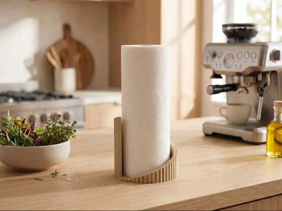 Stojak na Ręcznik Papierowy Ryflowany Spiralny Beżowy Modern Japandi