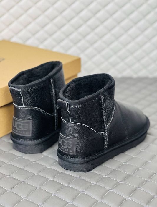 Кожаные мужские угг мини на шерсти IGG mini leather
