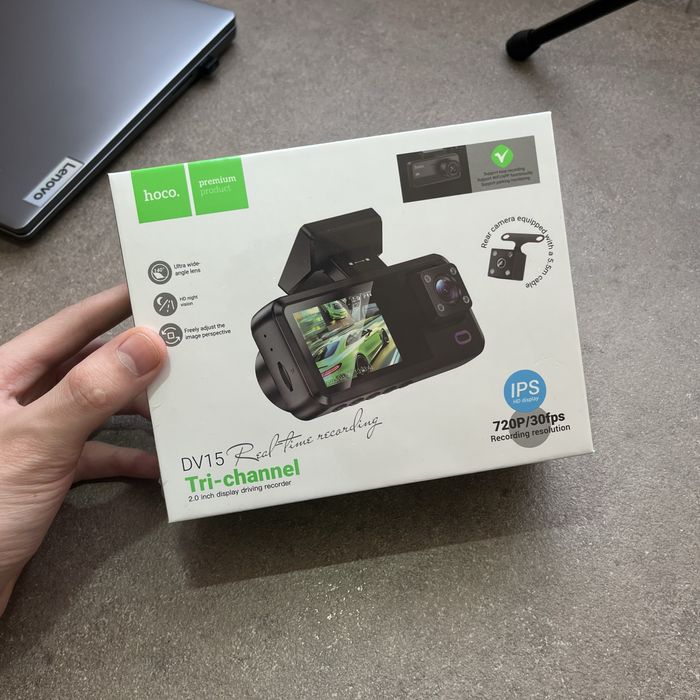 Автомобільний відеореєстратор Hoco DV15 | 3-ох камерний