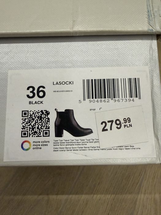 Botki skórzane na słupku Lasocki rozmiar 36