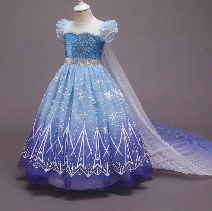 Сукня принцеси Ельзи з коротким рукавом та шлейфом 130