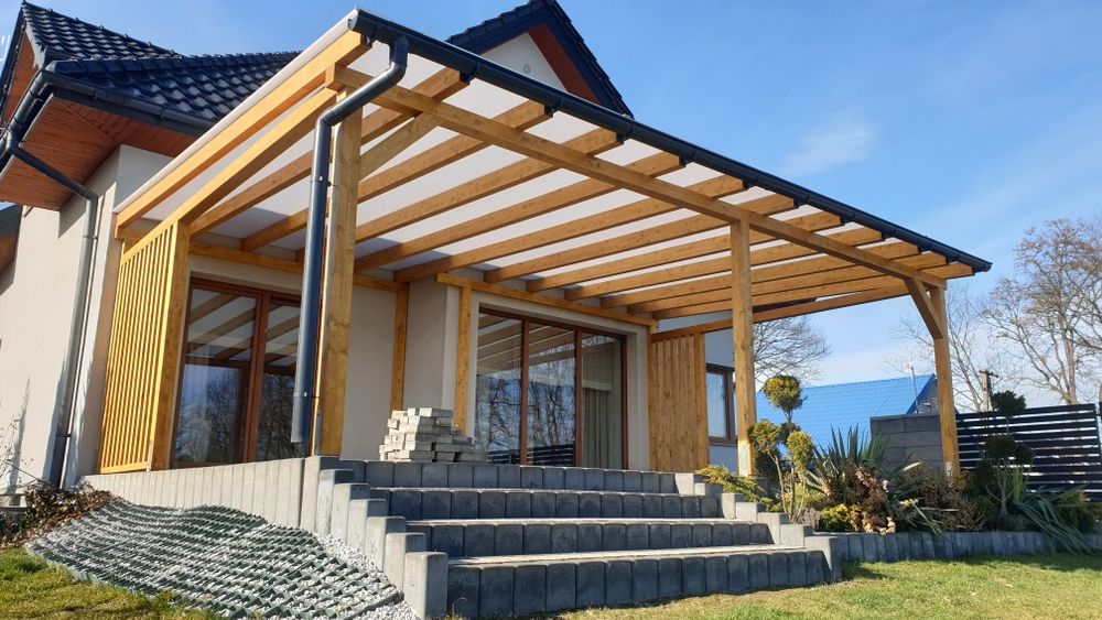 Pergole zadaszenia tarasów wiaty tarasy drewniane pergola