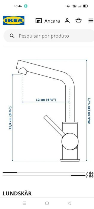 Torneira Lundskar, cromado, IKEA. NOVO