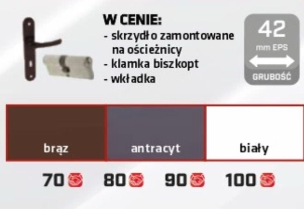 drzwi techniczne stalowe ocieplone kompletne zewnętrzne EPS 42mm