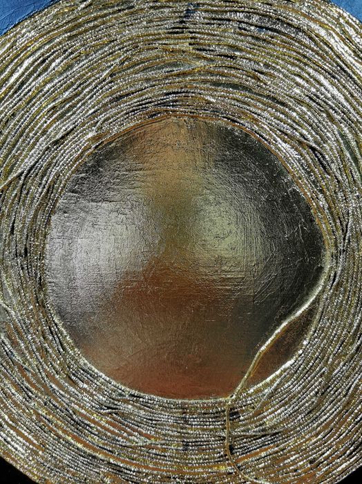 Сучасна картина  на холсті 40×40 см Точка відліку Золоте коло