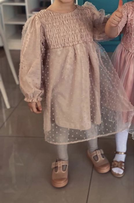 Пудрова Ніжна сукня zara, святкова сукня zara, нарядна сукня zara