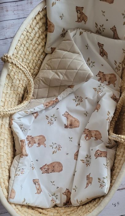 Pościel z wypełnieniem do gondoli kosza Mojżesza Premium Niedźwiadki