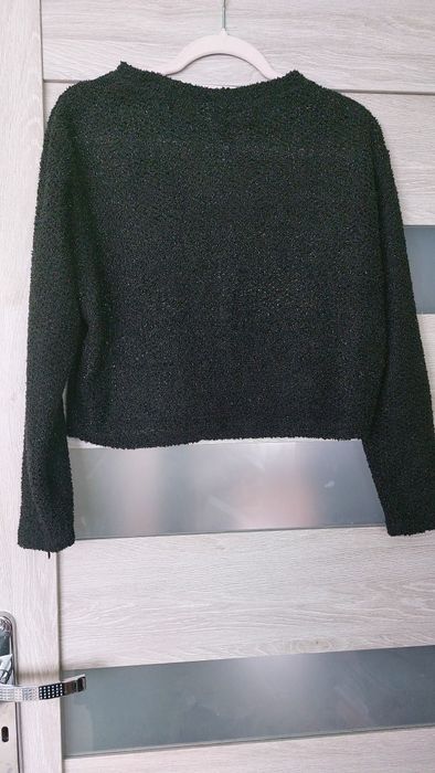 Sweter czarny, zdobiony srebrną nitką - H&M