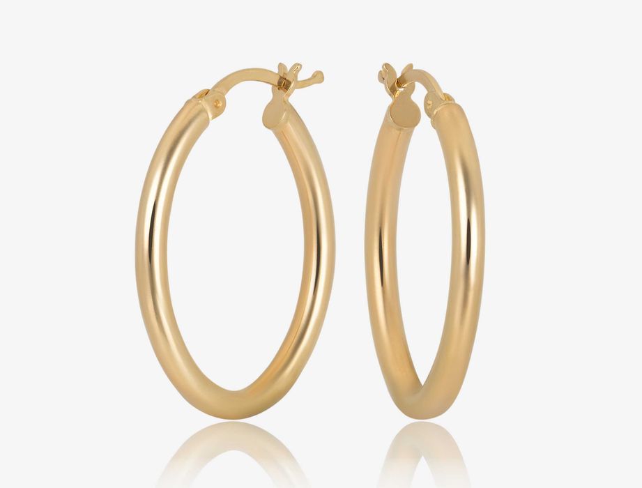 Złote kolczyki owalne kółka duże 585, kolczyki złoto 585