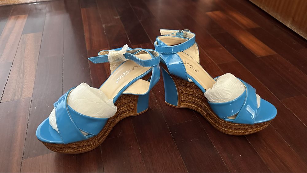 Sandalias de cunha azuis
